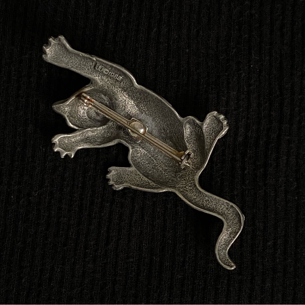 1988 JJ Jonette Pewter Cat Brooch Vintage - Picture 2 of 2